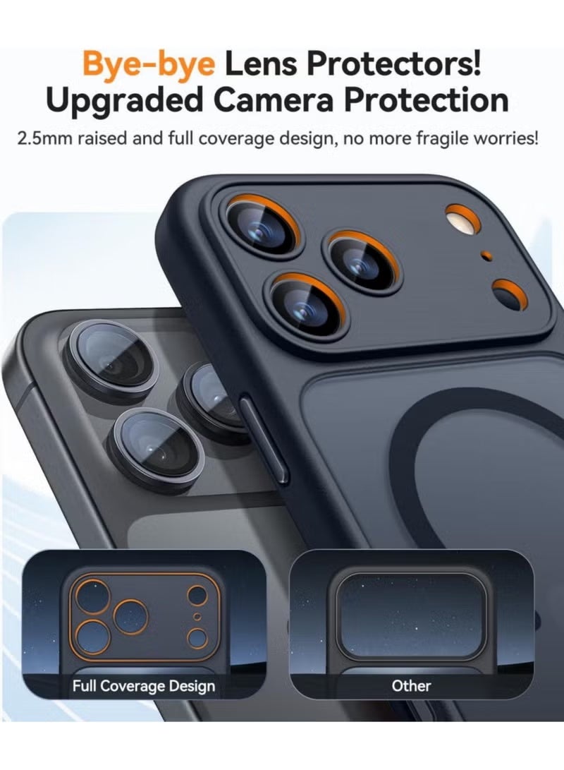 Magnetic protective case full camera protective cover for iPhone 17 Pro Max, compatible with MagSafe, [military-grade anti-fall] [anti-fingerprint] shockproof ultra-thin translucent frosted mobile phone protective cover (black) - Image 3