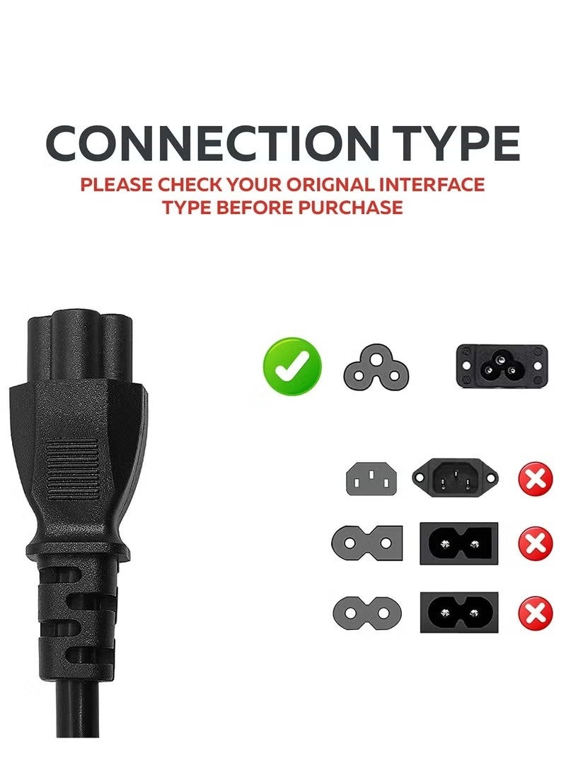 UK Cloverleaf 3 Pin Power Cable for Laptop chargers 1.5M, Mains Power Cord lead for PC, Scanners, Printers, TV - Image 2