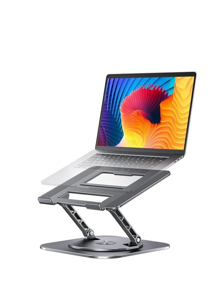 AOEVI Adjustable Laptop Stand with 360 Rotating Base, Computer Stand for Laptop Ergonimic Foldable Laptop Riser for Desk Compatible with MacBook Pro/Air Notebook up to 16 Inches, Grey  - Image 1