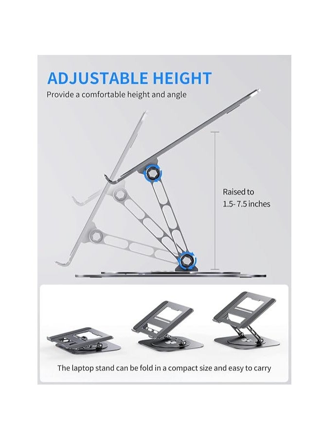 AOEVI Adjustable Laptop Stand with 360 Rotating Base, Computer Stand for Laptop Ergonimic Foldable Laptop Riser for Desk Compatible with MacBook Pro/Air Notebook up to 16 Inches, Grey  - Image 5