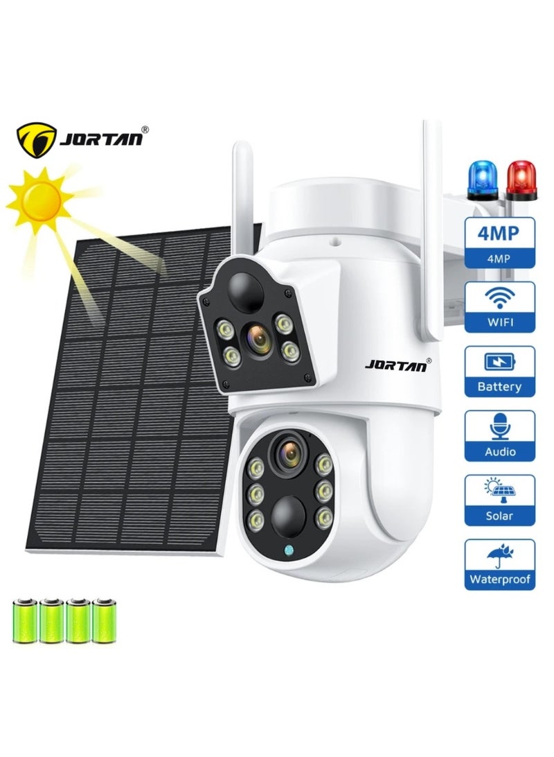 جورتان كاميرا مراقبة جورتان 4+4 ميجا بكسل تعمل بالطاقة الشمسية، رؤية ليلية عالية الدقة، مقاومة للماء IP66، كشف الحركة، تتبع الحركة، بطارية عالية السعة 7800 مللي أمبير/ساعة، تحكم PTZ، كاميرا خارجية تعمل بالطاقة الشمسية بمراقبة مزدوجة - Image 5