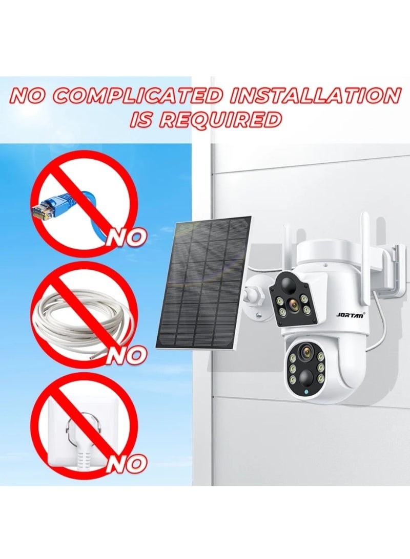 جورتان كاميرا مراقبة جورتان 4+4 ميجا بكسل تعمل بالطاقة الشمسية، رؤية ليلية عالية الدقة، مقاومة للماء IP66، كشف الحركة، تتبع الحركة، بطارية عالية السعة 7800 مللي أمبير/ساعة، تحكم PTZ، كاميرا خارجية تعمل بالطاقة الشمسية بمراقبة مزدوجة - Image 4