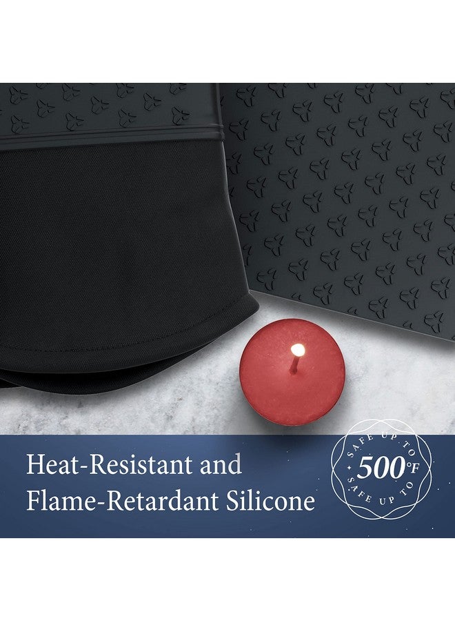 Cosy House Collection Cosy House Collection 4-Piece Oven Mitt & Pot Holder Set - 500°F Heat Resistant Trivet Cooking Gloves - Flexible, Durable & Comfortable Long-Lasting Silicone - Cooking, Baking & Grilling (Black)  - Image 3