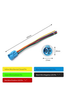 KASTWAVE 19mm 12V Momentary Speaker Horn Push Button Toggle Switch 3/4" Mounting Hole 1NO 1NC SPDT with Pre-Wiring Socket for Car Auto Motor Aluminium Alloy, Push Button Latching Switch (Blue/Black Shell)  - Image 3