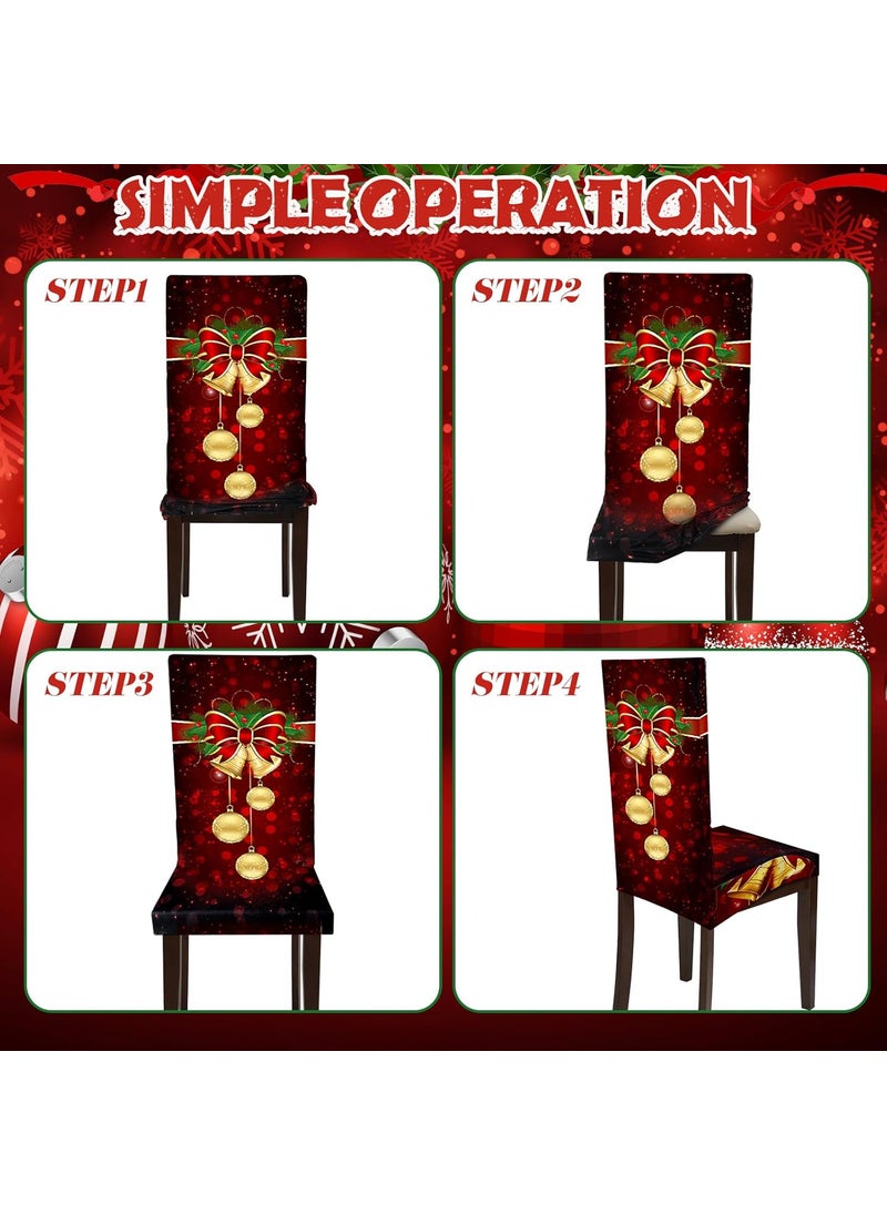 Moukeren Moukeren 5pcs Christmas Tablecloth Chair Protector Cover Stretch Removable Washable Table Cover Set Christmas Seat Slipcover for Home Hotel Dining Room Banquet Wedding Party  - Image 4