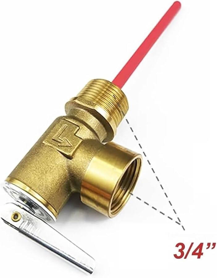 صمام كرة نحاسي 3/4 بوصة صمام أمان تخفيف الضغط التلقائي لسخان الماء الساخن درجة الحرارة والضغط - Image 5