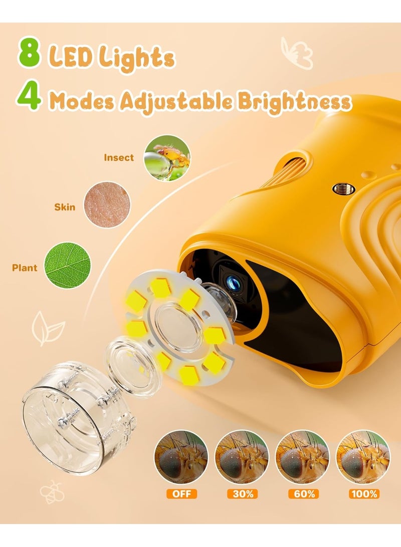 1000x Digital Microscope for Children Magnifying Glass: Mobile Phone Pocket Microscope with 2.0 Inch IPS Screen and 8 LED Light - Gift from 3-6 6-12 Years - Mini Magnifying Glass - Kids Garden Toy - Image 4