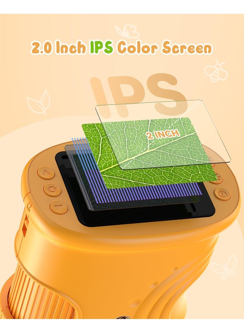 1000x Digital Microscope for Children Magnifying Glass: Mobile Phone Pocket Microscope with 2.0 Inch IPS Screen and 8 LED Light - Gift from 3-6 6-12 Years - Mini Magnifying Glass - Kids Garden Toy - Image 3