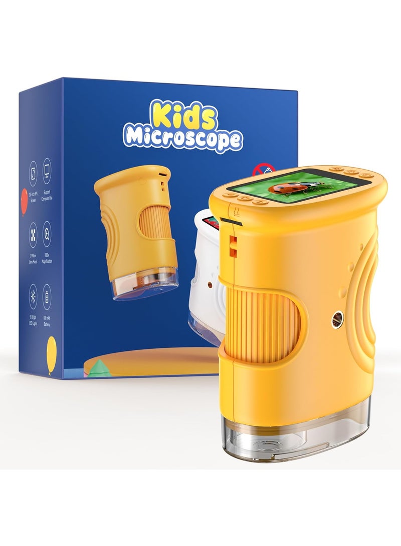 1000x Digital Microscope for Children Magnifying Glass: Mobile Phone Pocket Microscope with 2.0 Inch IPS Screen and 8 LED Light - Gift from 3-6 6-12 Years - Mini Magnifying Glass - Kids Garden Toy - Image 1