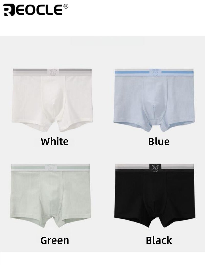 REOCLE Men's Boxer Briefs Ribbed Fabric Underwear with Elastic Waistband Comfortable Trunks for Daily Wear - Image 2