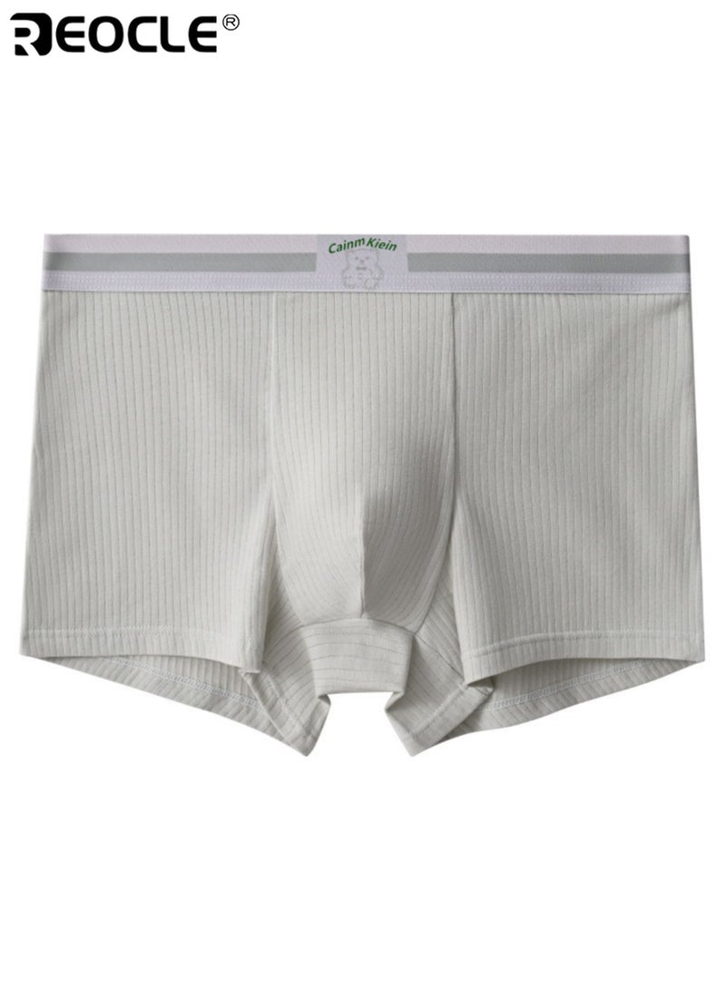 REOCLE Men's Boxer Briefs Ribbed Fabric Underwear with Elastic Waistband Comfortable Trunks for Daily Wear - Image 1