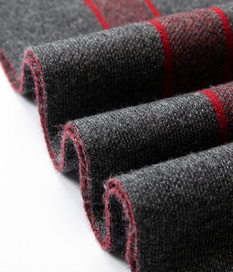 Villand Luxurious Mens Striped Merino Wool Scarf - Gift Box Wrapped Winter Soft Warm Thick Knitted Neckwear for Men (Dark Gray) - Image 3