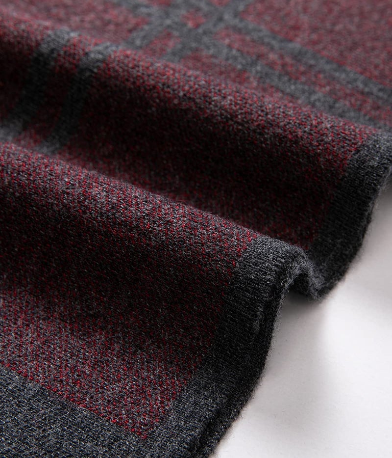 Villand Luxurious Mens Striped Merino Wool Scarf - Gift Box Wrapped Winter Soft Warm Thick Knitted Neckwear for Men (Dark Gray) - Image 4