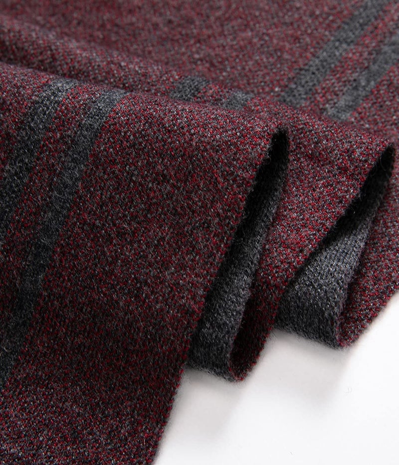 Villand Luxurious Mens Striped Merino Wool Scarf - Gift Box Wrapped Winter Soft Warm Thick Knitted Neckwear for Men (Dark Gray) - Image 5