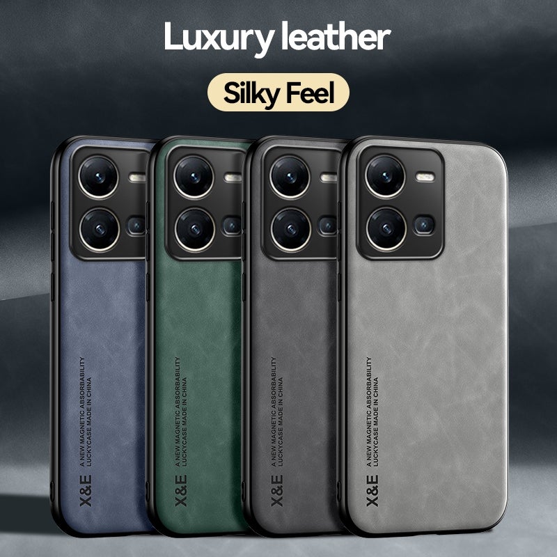 HuHa Case Cover For vivo X200s Skin Feel Magnetic Leather Back Phone Case(Dark Grey) - Image 3