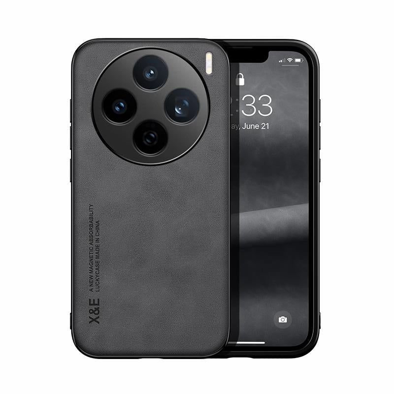 HuHa Case Cover For vivo X200s Skin Feel Magnetic Leather Back Phone Case(Dark Grey) - Image 1