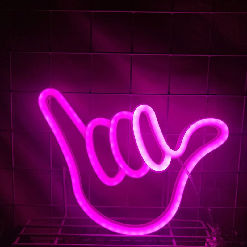 1Pc Hand Shape Lamp Decorative Neon Light Battery USB Dual-use Light White - Image 4