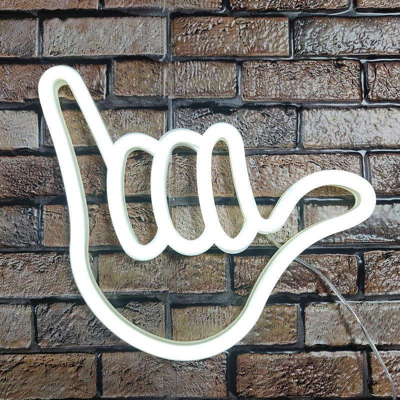 1Pc Hand Shape Lamp Decorative Neon Light Battery USB Dual-use Light White - Image 2