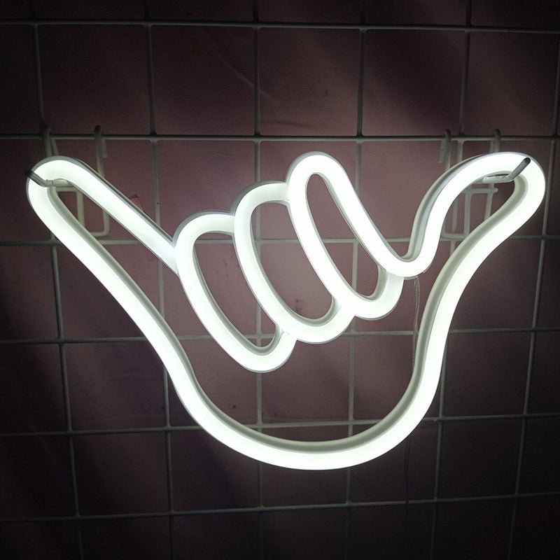 1Pc Hand Shape Lamp Decorative Neon Light Battery USB Dual-use Light White - Image 5
