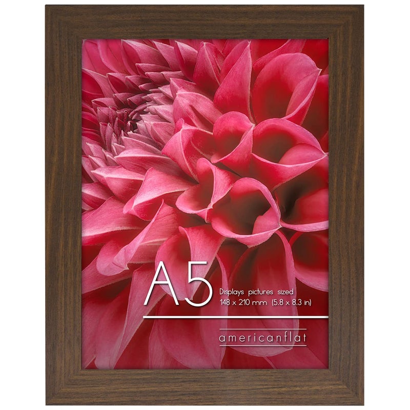 إطار صور أمريكان فلات A5 مع زجاج مقاوم للكسر 58x83 إطار من الخشب الهندسي مجموعة التوقيع إطار A5 للعرض على الطاولة والجدار جوز