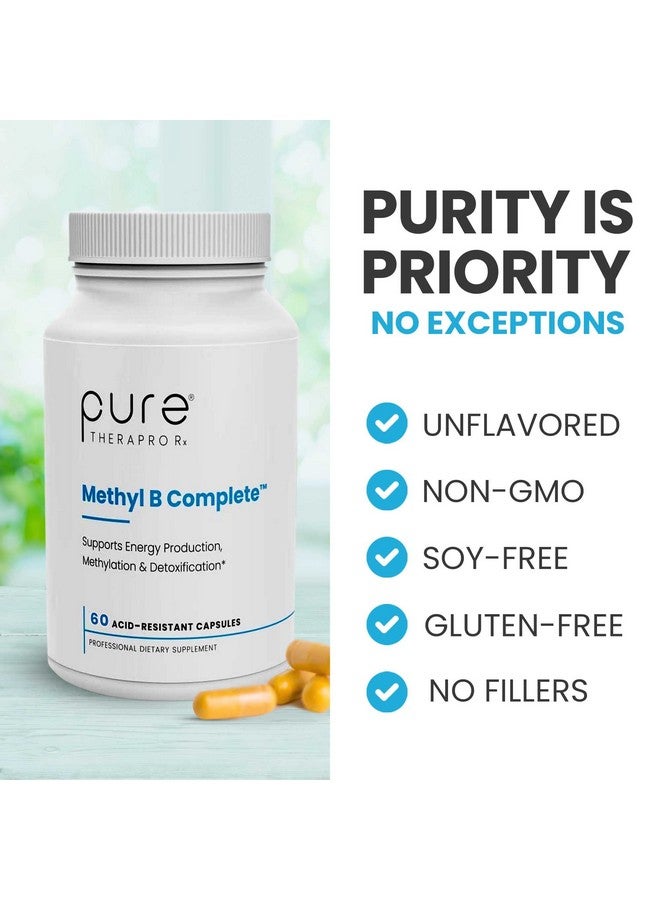 Pure Therapro Rx Methyl B Complete 60 Vegetable Capsules; Optimal Methylation Support Supplement With Quatrefolic 5Mthf (Active Folate) Methylcobalamin (Active B12) B2 B6 And Tmg; Pharmaceutical Grade - Image 5