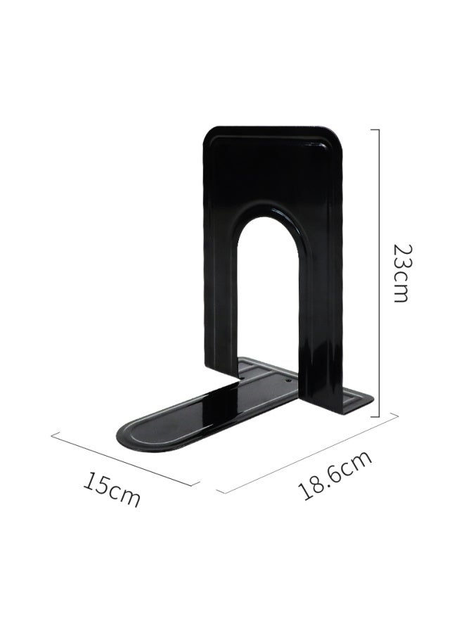 Befon Deyin 9-Inch (23Cm High) Metal Bookend 3549, Bookend For Books, Book Holder, Student Stationery, Book Stopper, Office Supplies, Black, 2 Pieces/Pack - Image 2