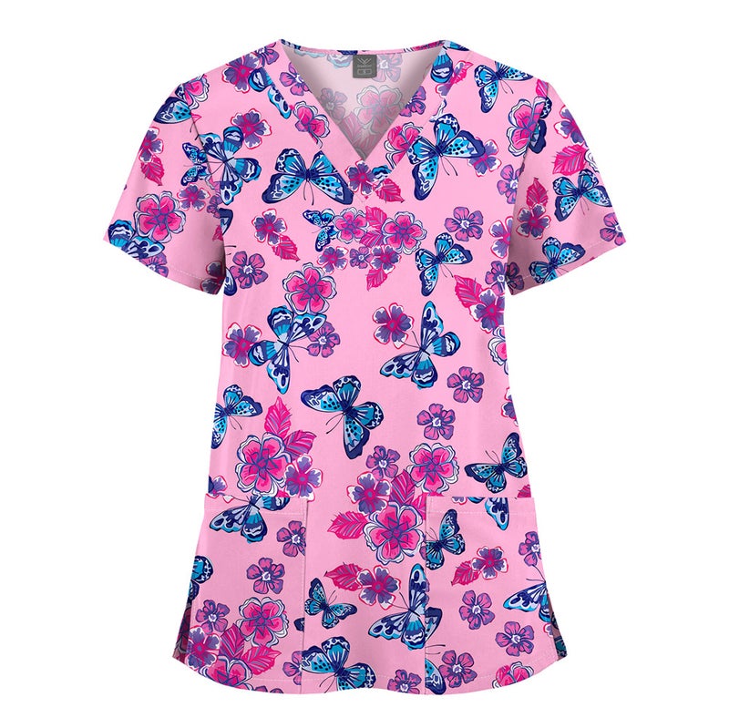 Elastic Christmas Pattern Comfortable Plus Size Cartoon Nurses' Clothing Printed Dental Dentist Work Clothes - Image 1