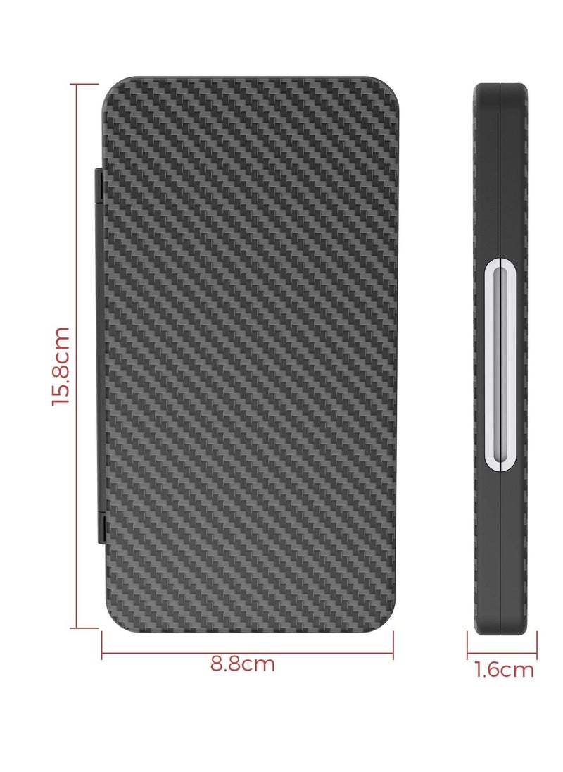 KASTWAVE - Game Card Case for Nintendo Switch OLED Game Card Micro SD Memory Cards with 24 Game Card Slots and 24 Micro SD Card Slots,Carbon Fibre Surface Shell Silicone Lining Portable Cartridge Storage Box - Image 1