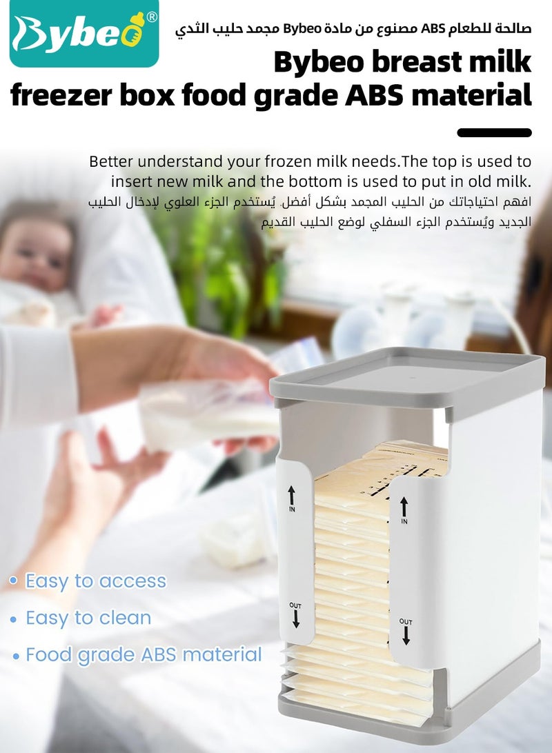 Bybeo Freeze Organizer for Breastmilk Storage Bags, Breastmilk Storage Container, Breast Milk Storage Bins with Quick-Freeze Tray, First in First Out Breastmilk Bag Organizer, 16.5*12*20.5CM - Image 4
