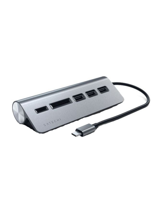 SATECHI Slim Type C Aluminum USB Hub 3xUSB A And 1xMicro/SD Grey - Image 1