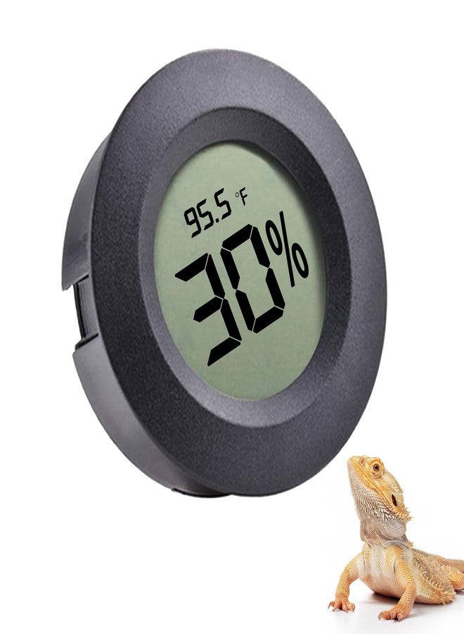SunGrow Reptile Thermometer with Hygrometer with Digital Display, Accurate Temperature, Humidity Gauge for Snake and Lizard Tanks, Round Clear LCD, Black, 1.8”x1.8”x0.6” - Image 1