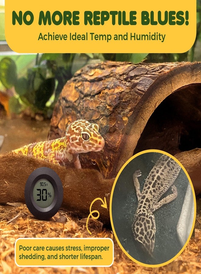 SunGrow Reptile Thermometer with Hygrometer with Digital Display, Accurate Temperature, Humidity Gauge for Snake and Lizard Tanks, Round Clear LCD, Black, 1.8”x1.8”x0.6” - Image 3