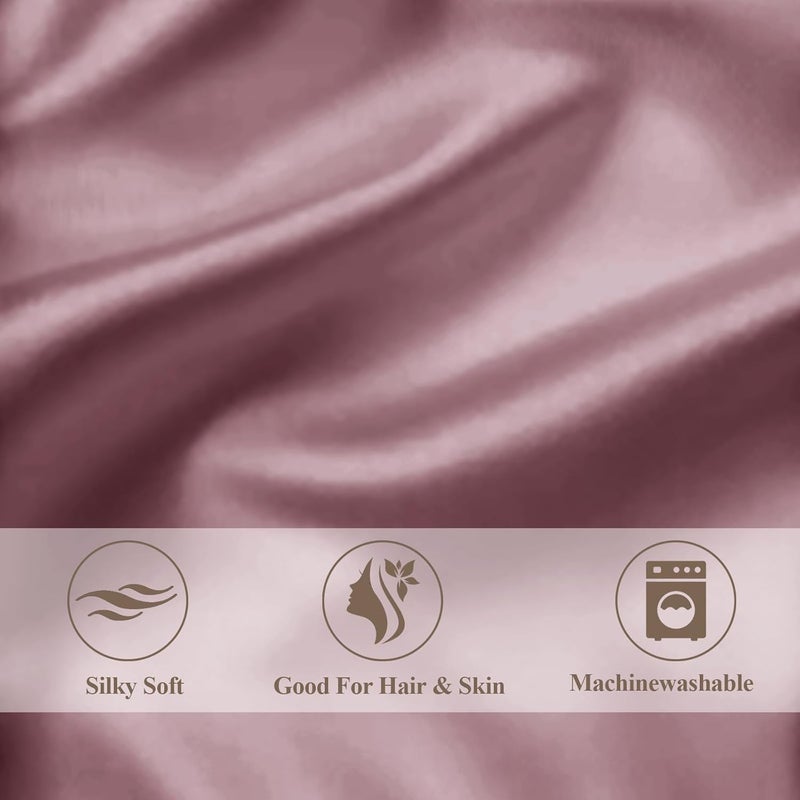 Vielit Standard Satin Pillowcase for Hair 2pc,Similar to Silk Pillow Cases,Easier Care Than Silk Pillowcase,Gifts for Women Men,Dusty Rose,20x26 & Envelope Closure and 2 Satin Scrunchies - Image 5