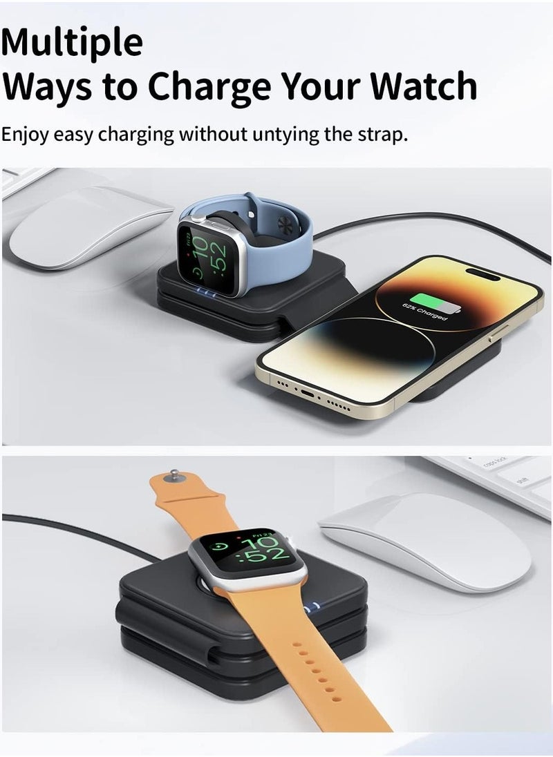 Generic - 3 in 1 Magnetic Wireless Charger, Foldable Wireless Charging Station for Travel, Fast MagSafe Wireless Charging Pad for iPhone 14/13/12, Apple Watch & Airpods. - Image 1