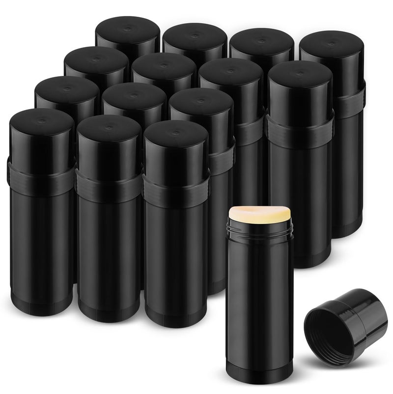 DMuuuDM 15 Pack 2 oz/60ml Plastic Deodorant Containers,Empty Round Twist-Up Solid Stick Tube Container for Homemade Deodorant,Shaving Soap Stick,Heel Lip Balm,Solid Lotion Bars-Top Filling,Black - Image 1
