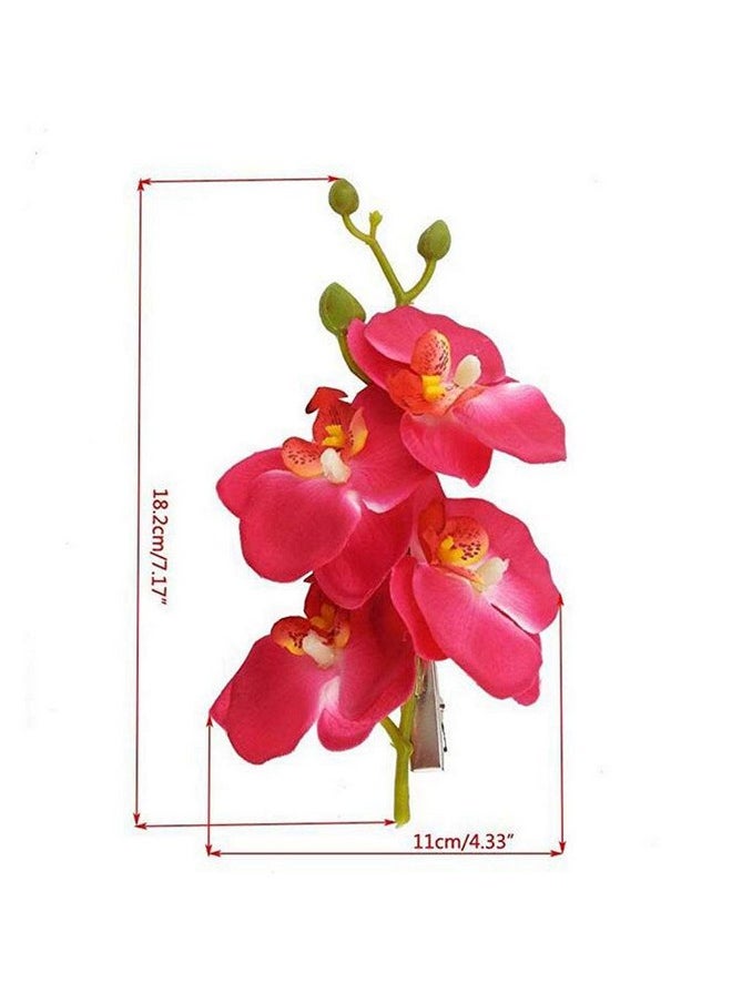 Suoirblss 2Pcs Hawaiian Orchid Flower Hair Clips Flowers Alligator Clips Hairpins Holiday Travel Wedding Decoration Hair Accessories For Women Lady Bridal (White Purple)  - Image 5