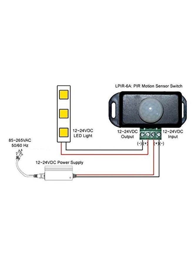 2 Pack Body Infrared Light Switch, 12V/24V PIR Motion Sensor Switch for LED Light Strip Automatic,  Controller LED Strips Lighting