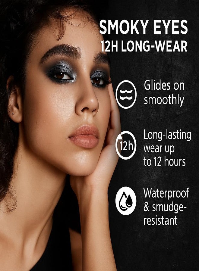 GOERTI Smoky Eyeshadow Palette, 16 Color Matte & Shimmer Glitter, High Pigment Blendable Long-Lasting Black Silver Gray Eyeshadow Set for Party Night-Out Looks (Black) - Image 5