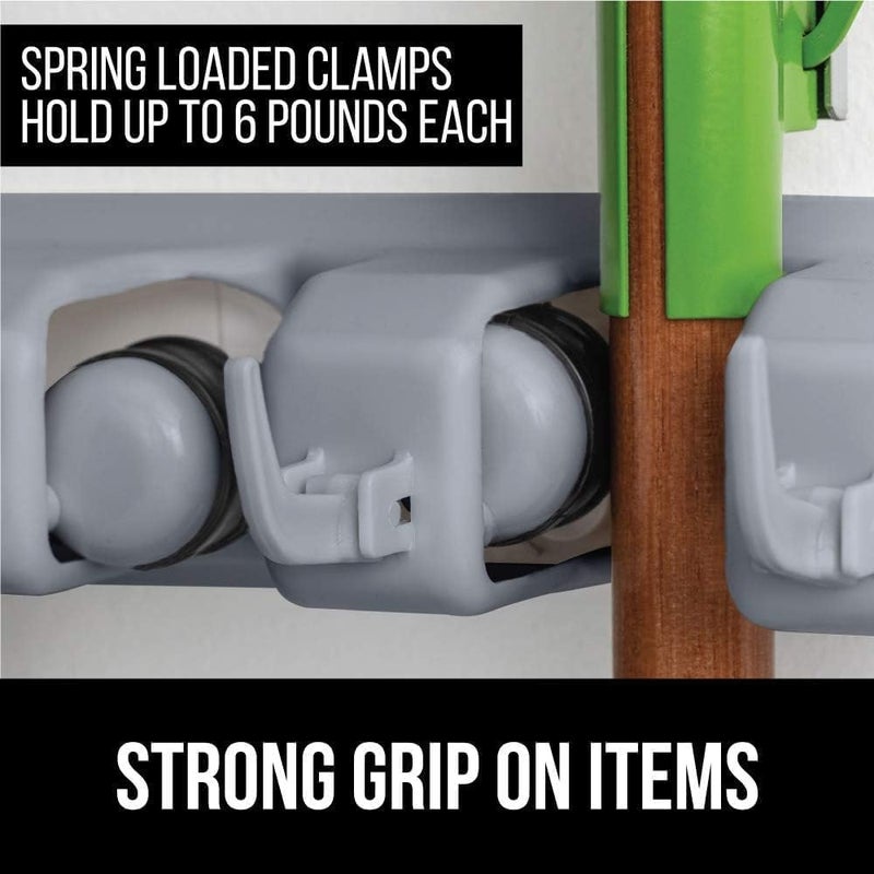 REDUCK Heavy Duty Broom Holder Wall Mounted Mop Broom Stick Organizer with 5 Slots 6 Hooks Durable ABS Material Grey Wall Storage Stand for Home Garage Garden Office - Image 3