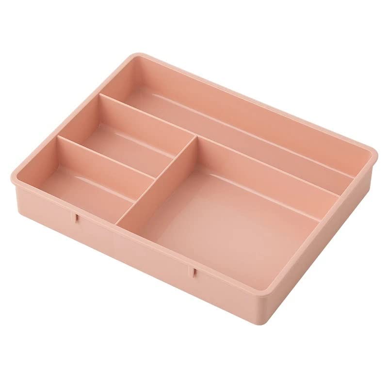 HOME CUBE 1 Pc Desk Drawer Organizer4 Part Multiuse Storage Box for OfficeBathroom Kitchen JewelleryMakeupJewelleryStationery Pink Color - Image 1