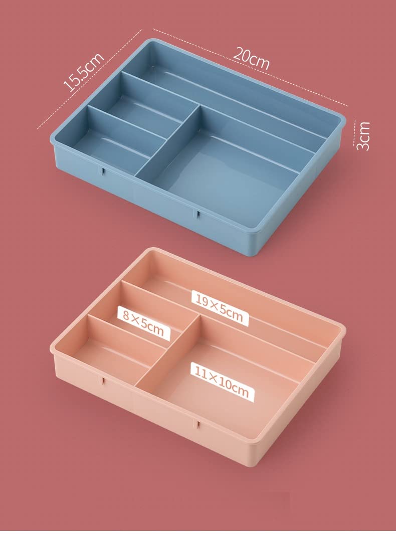 HOME CUBE 1 Pc Desk Drawer Organizer4 Part Multiuse Storage Box for OfficeBathroom Kitchen JewelleryMakeupJewelleryStationery Pink Color - Image 2