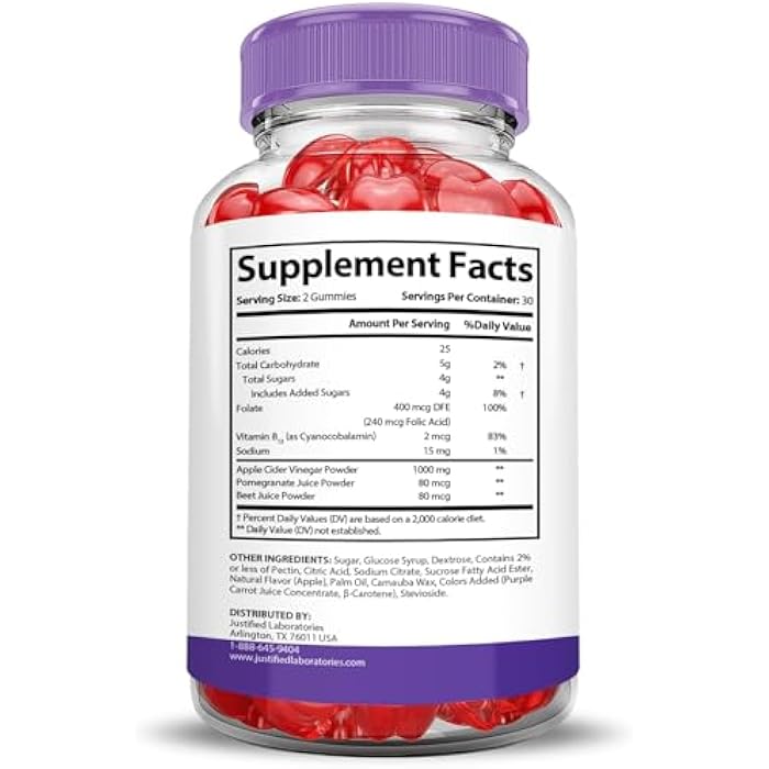 Justified Laboratories Turbo Ripped Keto ACV Gummies Advanced Formula 1000MG Turbo Ripped Keto Gummies Apple Cider Vinegar Formulated with Pomegranate Beet Juice Powder B12 Vegan Non GMO 60 Gummys - Image 2
