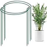 LEOBRO LEOBRO 4 Pack Plant Support Stake, Metal Garden Plant Stake, Green Half Round Plant Support Ring, Plant Cage, Plant  - Image 1