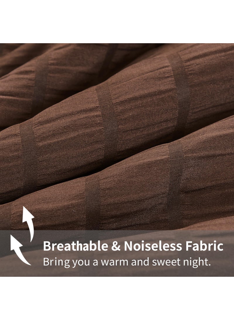 AveLom AveLom Brown Seersucker Twin Comforter Set (68x90 inches)  2 Pieces-100% Soft Washed Microfiber Lightweight Comforter with 2 Pillowcases  All Season Down Alternative Comforter Set for Bedding  - Image 5