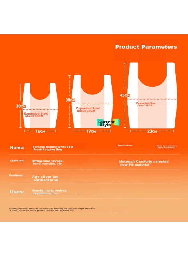 Temeiju Antibacterial Vest Food Storage Bag, Food-Grade Plastic Bag, Transparent Disposable Handbag, Can Hold Cooked Food, Large Size *300 - Image 2