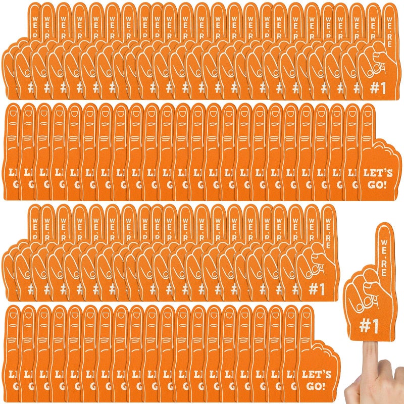Sinmoe 100 Pieces Mini Foam Finger Football Party Favors 1 Sports Fan Foam Finger Football Party Supply Basketball Baseball Soccer Sporting Events SuppliesOrange - Image 3