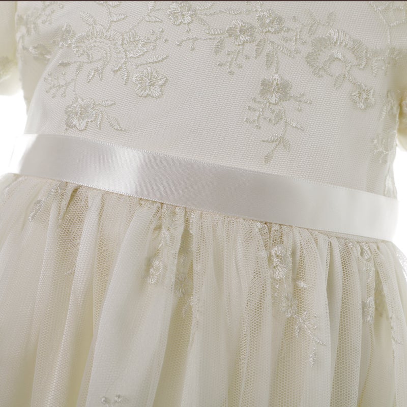 NIMBLE Baby Girls Newborn Christening Embroidered Gown Dress Outfit with Headband,0-15M - Image 3