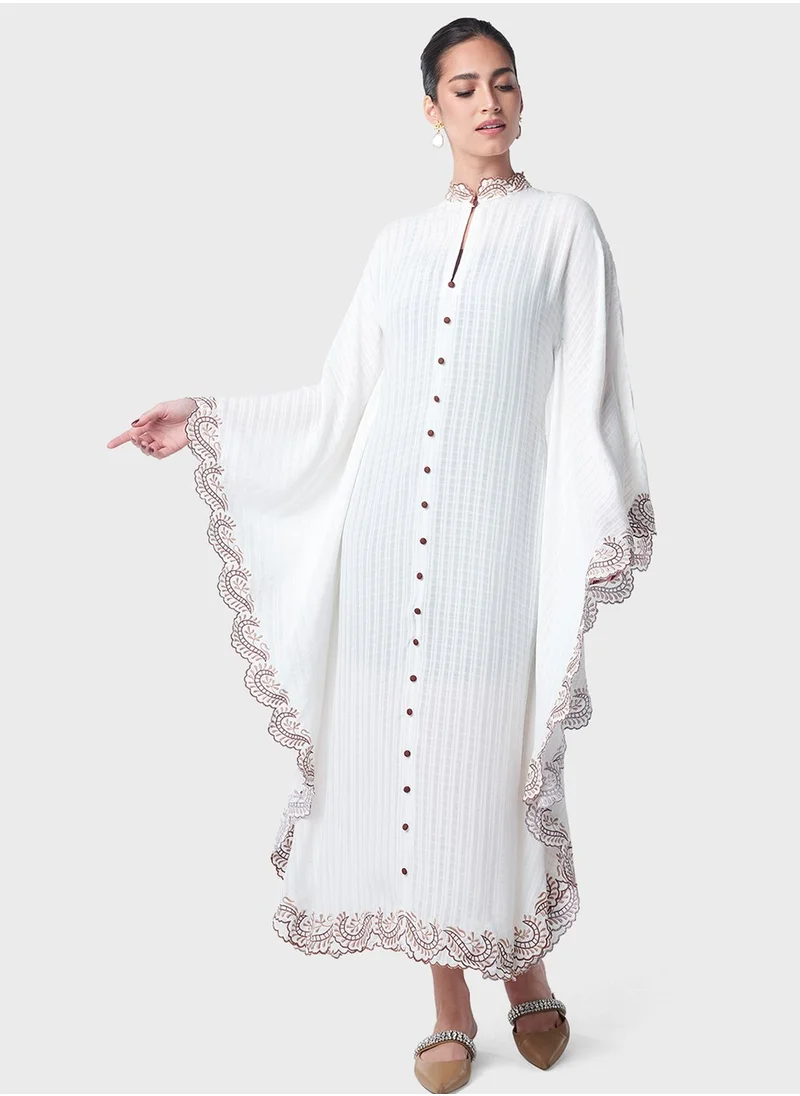 Threadz by Ajooni Contrast Embroidered Kaftan