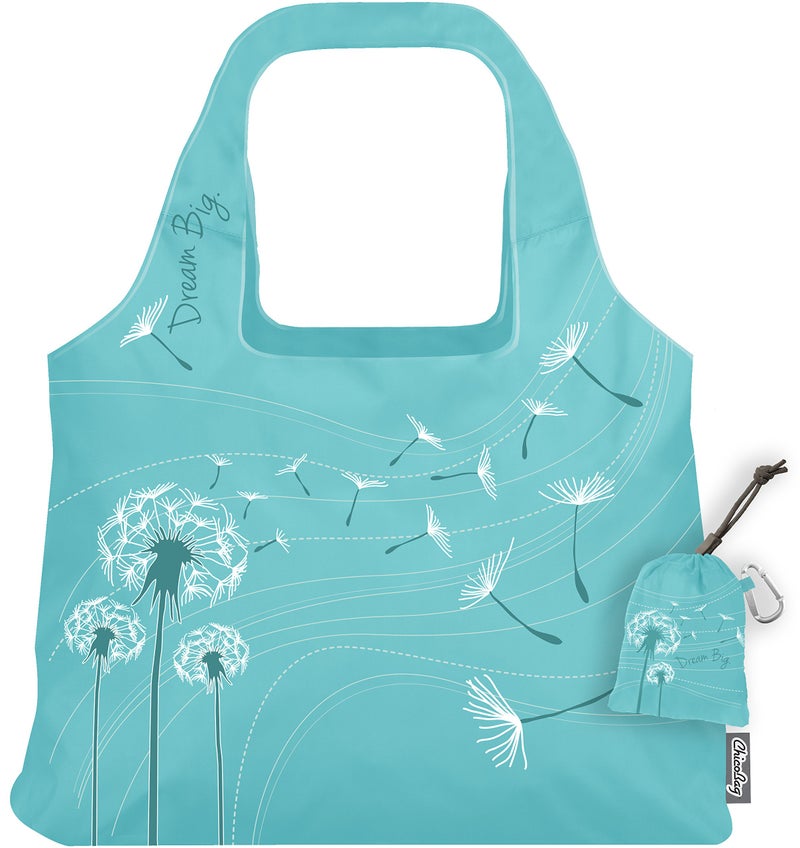 ChicoBag VITA Purple Blooms Designer Compact Reusable Shopping Tote with Attached Pouch and Carabiner Clip - Bliss - Image 4