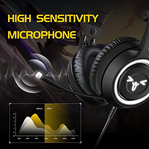 SOMIC G951black Gaming Headset for PC, PS4, Laptop: 7.1 Virtual Surround Sound Detachable Cat Ear Headphones LED, USB, Lightweight Self-Adjusting Over Ear Headphones Black - Image 4